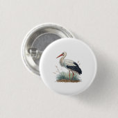 Ooievaar Ronde Button 3,2 Cm (Voorkant /achterkant)