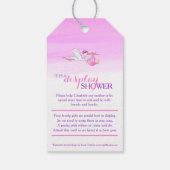 Ooievaar roze meisje baby shower display geschenke cadeaulabel (Achterkant)