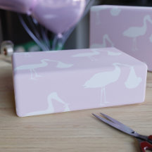 Ooievaar Roze Meisje Baby Shower Inpakpapier