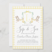Ooievaar Sip and See Baby shower Invitation Kaart (Voorkant)