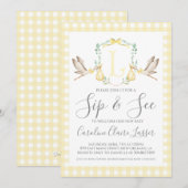 Ooievaar Sip and See Baby shower Invitation Kaart (Voorkant / Achterkant)