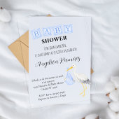 Ooievaar Spaans Baby Shower Stof Blauw Script Acryl Uitnodigingen