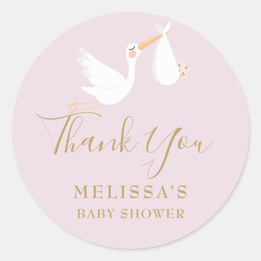 Ooievaar speciale bezorging baby shower/sprinkle ronde sticker (Voorkant)