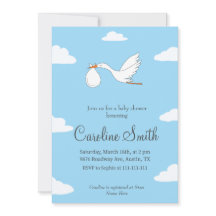 Ooievaar speciale bezorging baby shower uitnodigin
