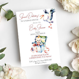 Ooievaar speciale bezorging grappige babyshower kaart