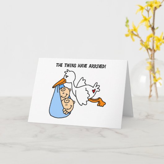 Ooievaar Twin Aankomst Kaart (Gele Bloem)