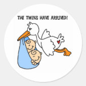 Ooievaar Twin Aankomst Ronde Sticker (Voorkant)