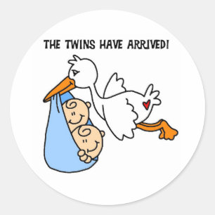 Ooievaar Twin Aankomst Ronde Sticker