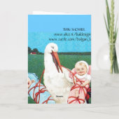 OOIEVAAR TWIN BABYDUIK, Roze, Turkoois Bedankkaart (Achterkant)