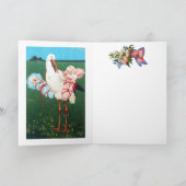 OOIEVAAR TWIN BABYDUIK, Roze, Turkoois Bedankkaart (Binnen)
