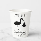 Ooievaar Twins Zwart-wit Baby shower Paper Cups Papieren Bekers (Voorkant)