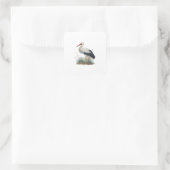 Ooievaar Vierkante Sticker (Tas)