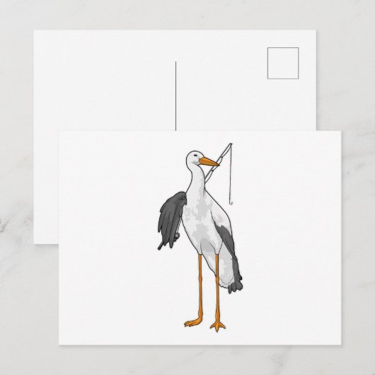 Ooievaar Vissen Visser Vissersstok Briefkaart (Voorkant / Achterkant)