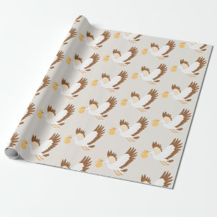 Ooievaar vliegt met een baby-Baby shower Cadeaupapier