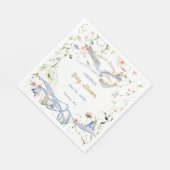 Ooievaar Wildbloem Lint Baby shower Papier Servet (Hoek)