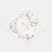 Ooievaar Wildbloem Lint Baby shower Papier Servet (Hoek)