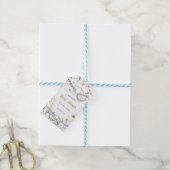 Ooievaar Wilde Bloem Lint Baby Borrel Cadeaulabel (Met Touw)