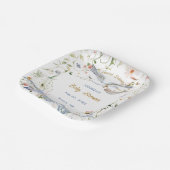 Ooievaar Wildflower Lint Baby shower Papier Papieren Bordje (Gebogen)