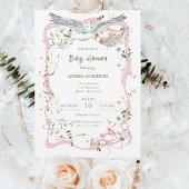 Ooievaar Wildflower Lint en Bow Baby shower Kaart