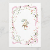 Ooievaar Wildflower Lint en Bow Baby shower Menu (Achterkant)