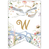 Ooievaar Wildflower Lint en Bow Baby shower Vlaggetjes (Derde vlag)