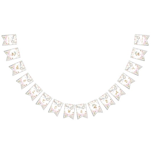 Ooievaar Wildflower Lint en Bow Baby shower Vlaggetjes (Alle)