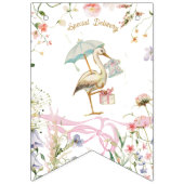Ooievaar Wildflower Lint en Bow Baby shower Vlaggetjes (Tweede vlag)