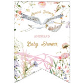 Ooievaar Wildflower Lint en Bow Baby shower Vlaggetjes (Eerste vlag)