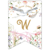 Ooievaar Wildflower Lint en Bow Baby shower Vlaggetjes (Derde vlag)