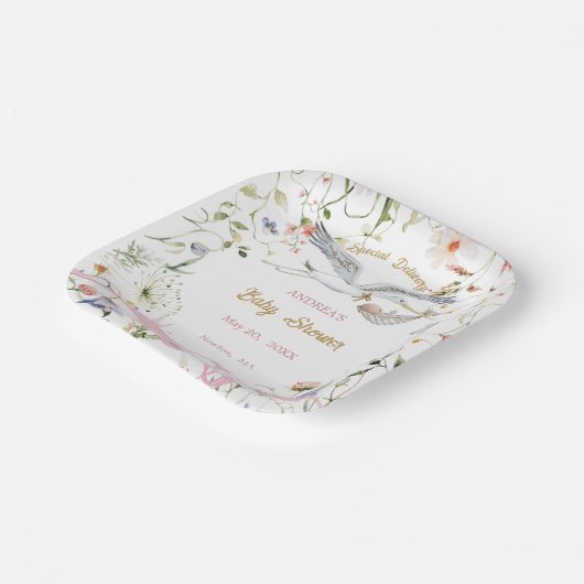 Ooievaar Wildflower Lint Papier Bord (Gebogen)