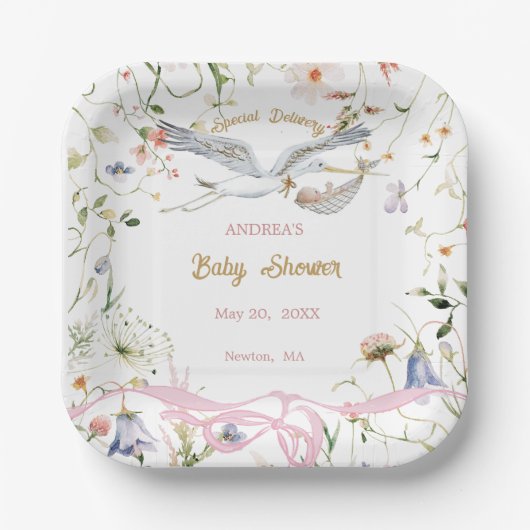 Ooievaar Wildflower Lint Papier Bord (Voorkant)