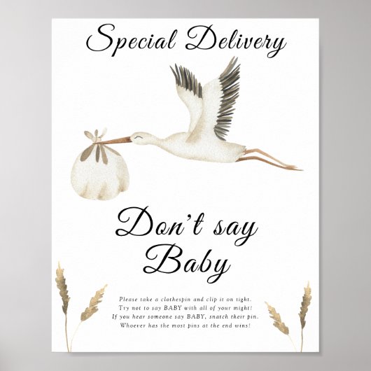 Ooievaar - zeg geen baby Poster (Voorkant)