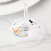 Ooievaars en Baby wijnglas Labels - aangepaste tek (Dichtbij)