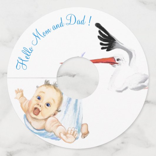 Ooievaars en Baby wijnglas Labels - aangepaste tek (Achterkant)