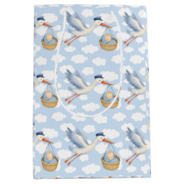 Ooievaars Levering Baby Boy Schattige Blauw Medium Cadeauzakje