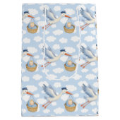 Ooievaars Levering Baby Boy Schattige Blauw Medium Cadeauzakje (Achterkant)