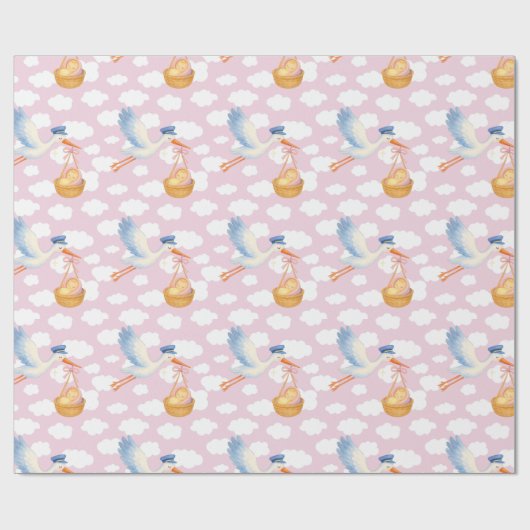 Ooievaars Levering Baby Meisje Inpakpapier Schatti (Vlak)