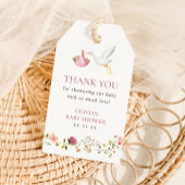 Ooievaars Levering Roze Bloemen Meisje Baby shower Cadeaulabel