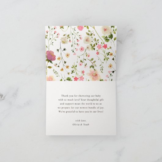 Ooievaars Levering Roze Bloemen Tuin Meisje Baby s Bedankkaart (Binnen)