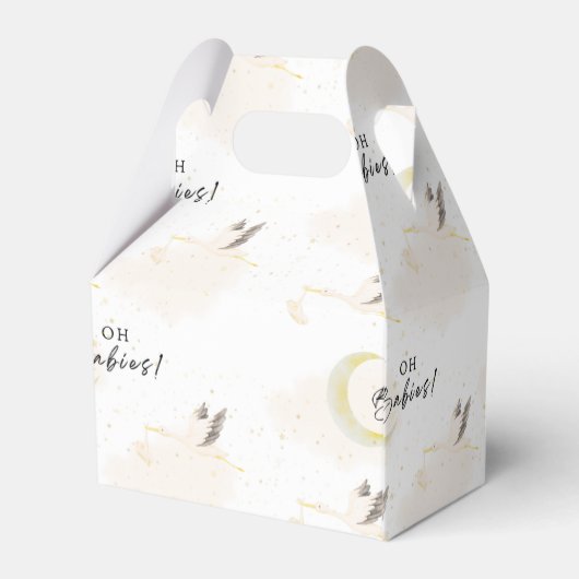 Ooievaars neutraal, oh tweeling baby's bedankdoosjes (Achterkant)