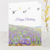 Ooievaars vliegen over Crocusheuvel  Kaart (Gele Bloem)