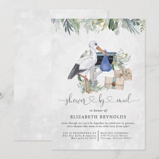 ooievaarsbezorging | Virtueel Baby shower per post Kaart (Voorkant / Achterkant)