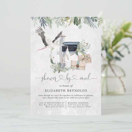 ooievaarsbezorging | Virtueel Baby shower per post Kaart (Staand voorkant)