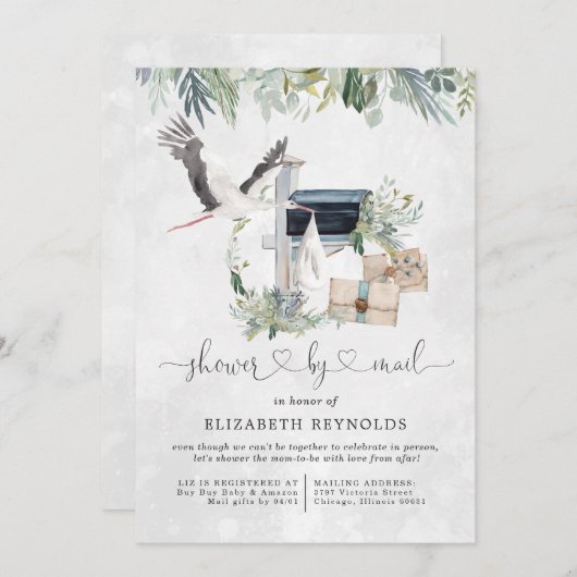 ooievaarsbezorging | Virtueel Baby shower per post Kaart (Voorkant / Achterkant)