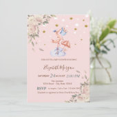 Ooievaarsbloemen, Sterren Baby shower Kaart (Staand voorkant)