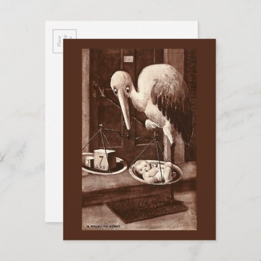 Ooievaarsgewicht New Baby  Aankondigingskaart (Voorkant / Achterkant)