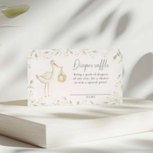 Ooievaarsgroen Baby shower Luier Raffle Ticket Informatiekaartje