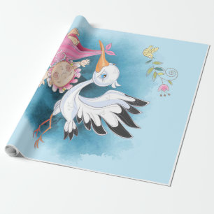 Ooievaarsliefhebbers Ooievaar vliegt Schattige B Cadeaupapier