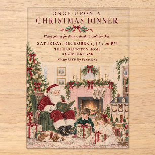 Ooit Bij een Kerstmaal Vintage Sinterklaas Acryl Uitnodigingen