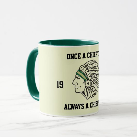 Ooit een hoofdman - altijd een hoofdman - klasse mok (Voorkant links)